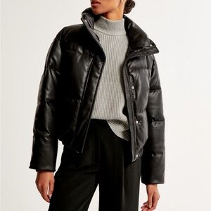 Abercrombie & Fitch Vegan Leather Mini Ultra Puffer Jacket (NWT)